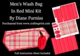 Mens Wash Bag in Red Mini Kit