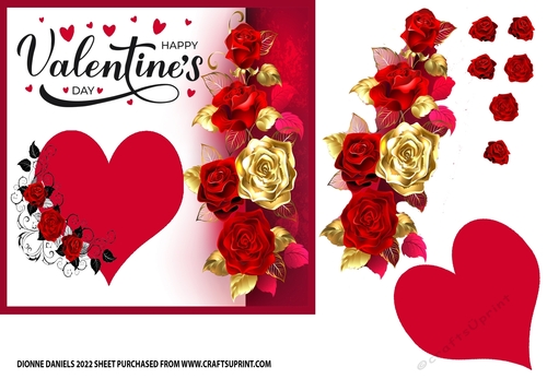 Red Valentine Hearts and Roses