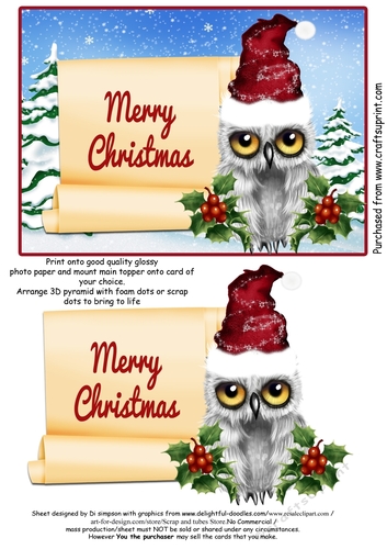 Merry Christmas  #3- Festive Owl