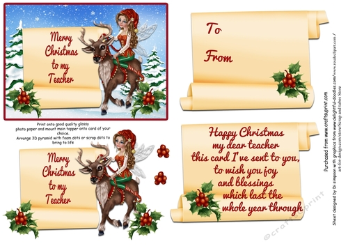 Merry Christmas to my teacher #7 - Festive Faiery-5 x 4