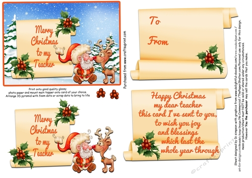 Merry Christmas to my teacher #10 - Snowman-5 x 4