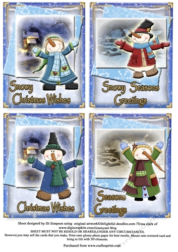 4 Christmas Toppers/ snowmen