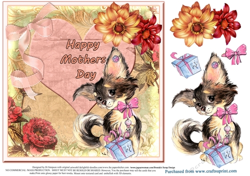 Mothers Day - Dahlias and Puppy #2