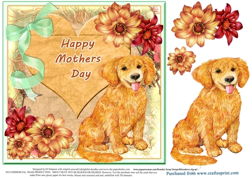 Mothers Day - Dahlias and Golden Retriever Puppy #4