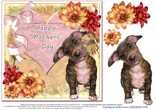 Mothers Day - Dahlias and Pitbull Puppy #5