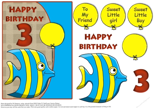 Happy Birthday for 3 yrs- Striped Fish