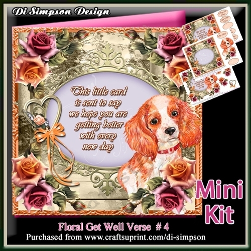 Beautiful Rose Verse Card Front Kit- Get Well #4
