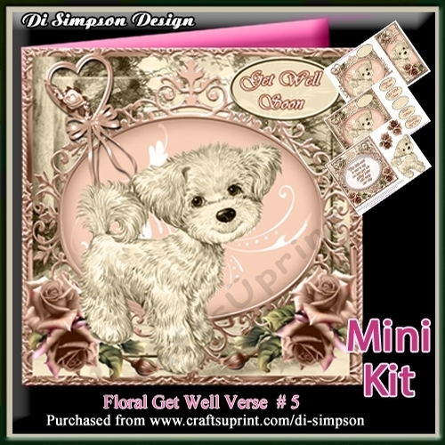 Beautiful Rose & Puppy Card Front Kit- Get Well #5
