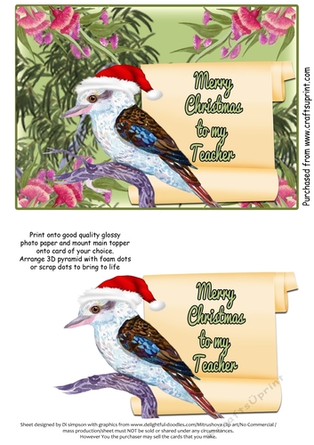 Aussie Merry Christmas to My Teacher # 4
