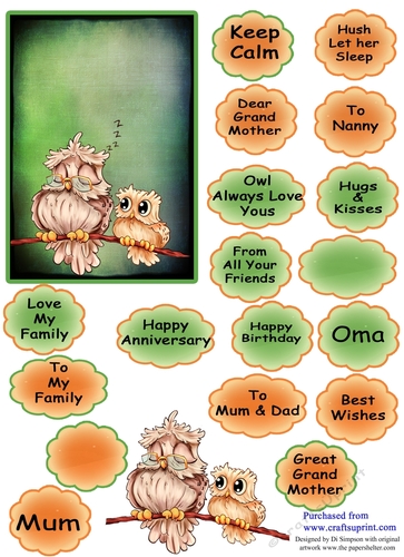 #1 Owl topper for lots of occasions. For 6X4 inch card