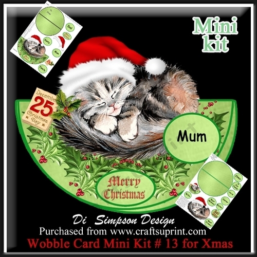 Wobble Card Mini Kit # 13 - Xmas Kitty