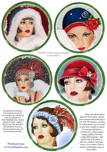 Coasters - 5 Beautiful RetroLadies #1