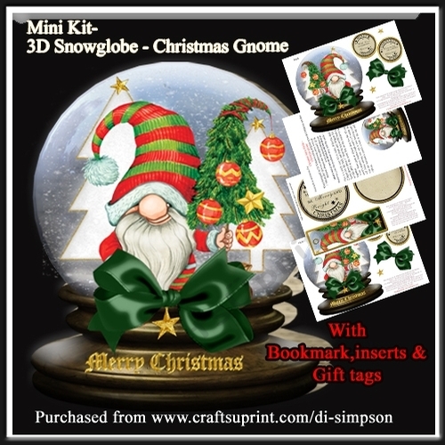 Mini Kit- 3D Snowglobe Scene - Christmas Gnome #22
