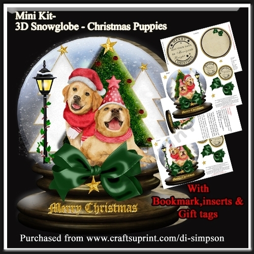 Mini Kit- 3D Snowglobe Scene - Christmas Puppies #23