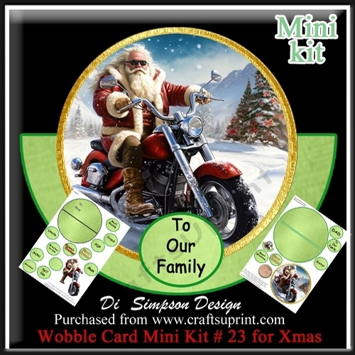 Wobble Card Mini Kit # 3- Biker Santa