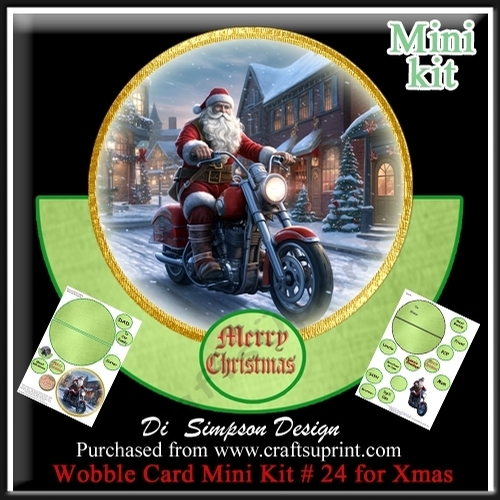 Wobble Card Mini Kit # 4- Biker Santa