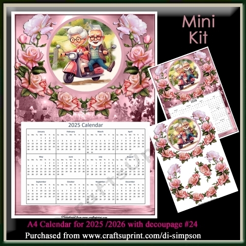 Mini Kit- A4 Nan & Pop Calendar for 2025 and 2026 /no. # 24