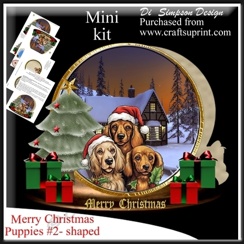Mini Kit Shaped Card - #2 - Xmas Puppies 