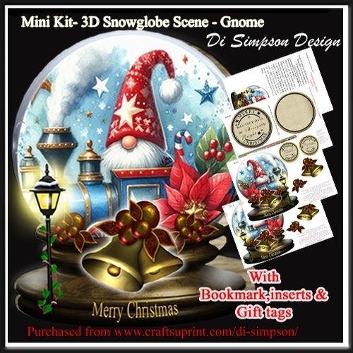 Mini Kit- 3D Snowglobe Scene - Christmas Gnome #27