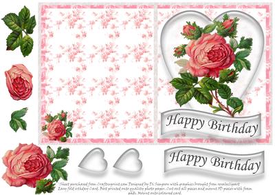Happy Birthday- Pretty Vintage Rose