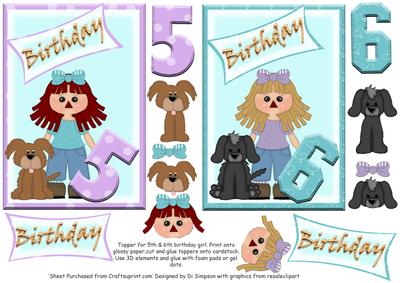 5th & 6th Birthday Toppers