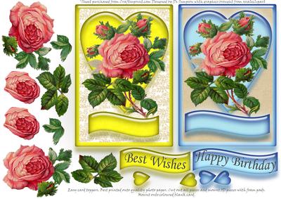 Bright Floral Rose Toppers-birthday & Best Wishes