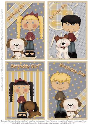 Boy and Girl Birthday Card Toppers X4