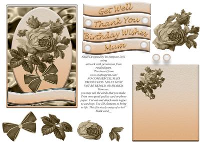Altered Vintage Rose-sepia Topper with 3D