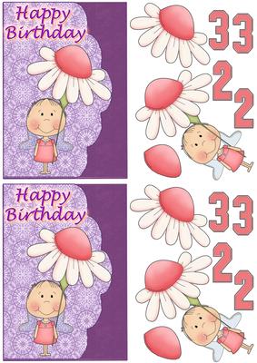 Cute Fairy Birthday Topper for 2 and 3 Girl with 3D