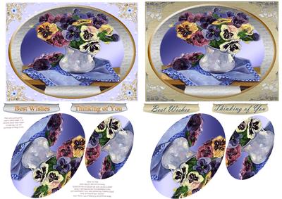 2 Floral Pansy Toppers-suit 4x6