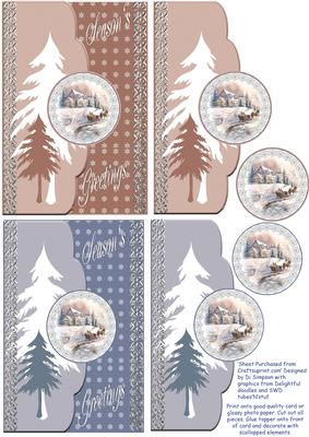 Scalloped Edge 'seasons Greetings'4x6
