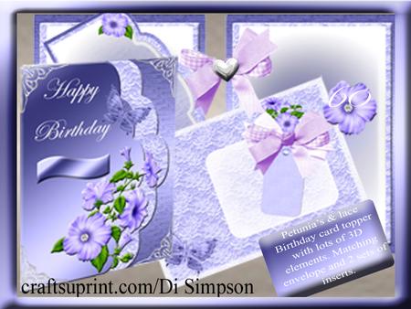 Lovely Petunia's N' Lace Topper/insert/envelope/3D Decoupage