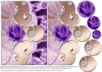 Roses Topper with Pyramid Elements/purple