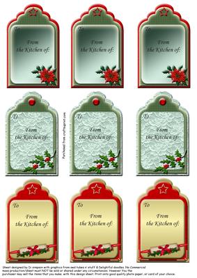 Gift Tags for : from the Kitchen Of-