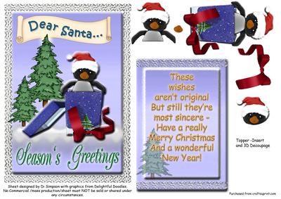 Dear Santa Topper/inserts/3D Decoupage