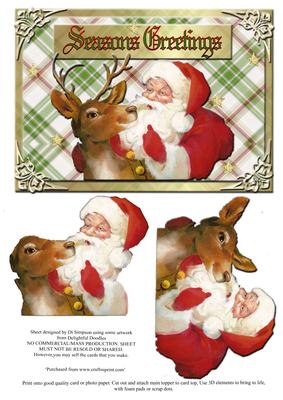 Seasons Greetings-santa & Deer
