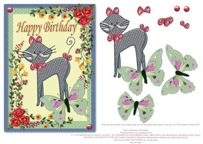 Happy Birthday Embroidery Kitty