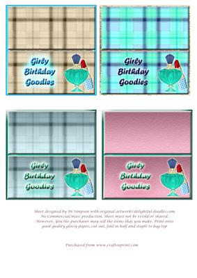 Girly Birthday Goodies Bag Toppers
