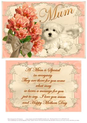 Mothers Day Puppy Topper & Verse Insert