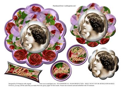 Vintage Floral and Lady-scalloped