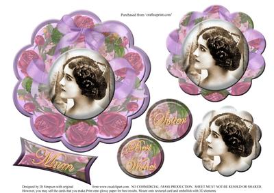 Vintage Floral and Lady-scalloped #2