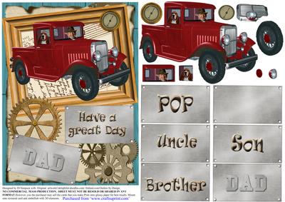 Dad-3D Vintage Old Red Truck #3