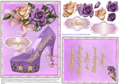 Girly Birthday Topper with Heritage Roses and Highheels