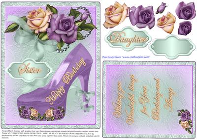 Girly Birthday Topper with Heritage Roses and Highheels#2