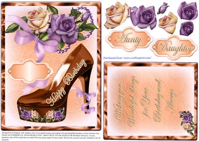 Girly Birthday Topper with Heritage Roses and Highheels#3
