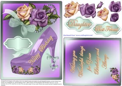 Girly Birthday Topper with Heritage Roses and Highheels#4