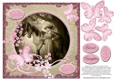 Be My Friend-8x8 Topper with Decoupage-sepia-pink Tone