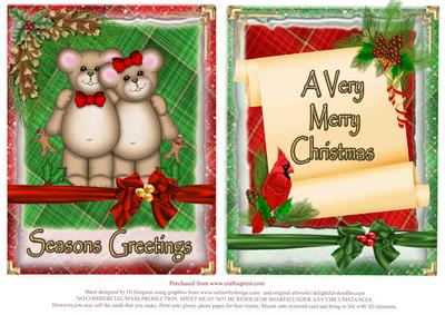 2 Lovely Christmas Toppers-teddies-robin