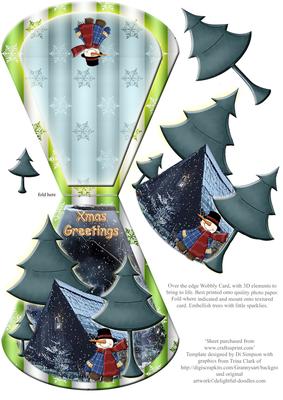Xmas Greetings Over the Edge Wobble Card-green Border #11