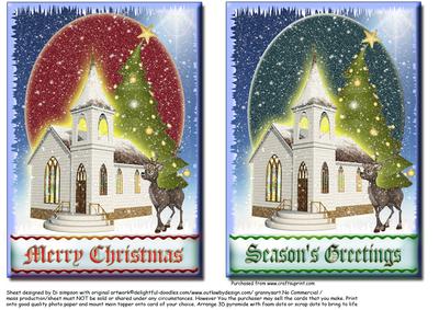 Christmas Country Church X2